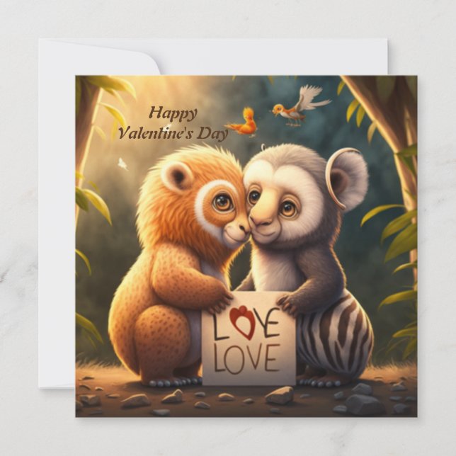Cute animals  in love  card (Front)