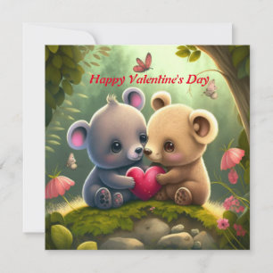 Cute animals in love card