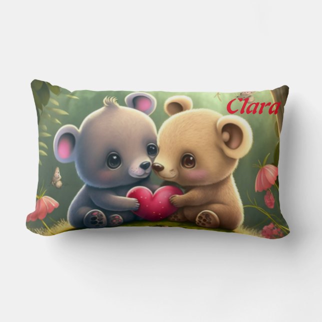 Cute animals in love  lumbar pillow (Front)