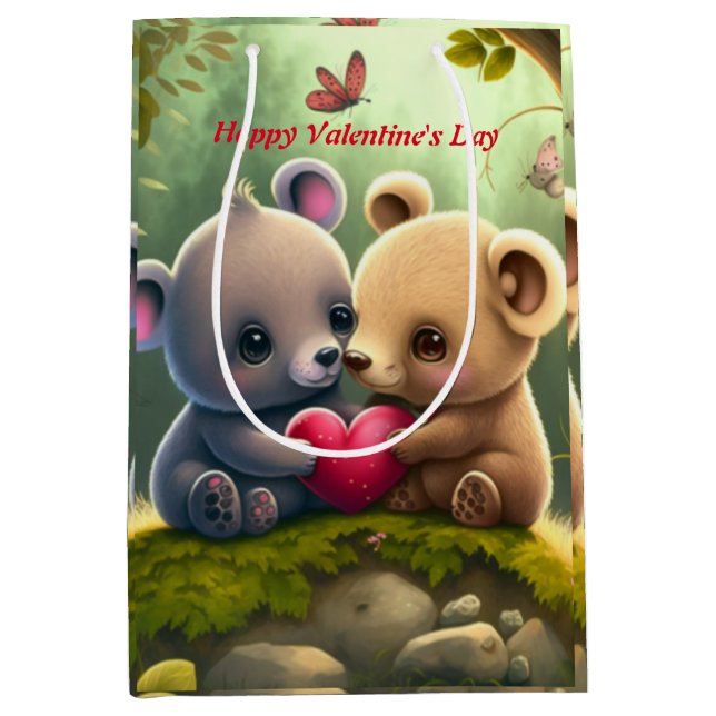 Cute animals in love     medium gift bag (Front)