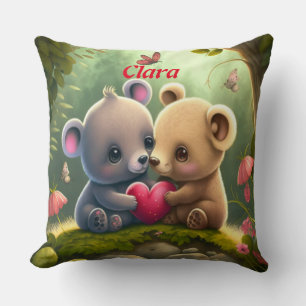 Cute animals in love throw pillow