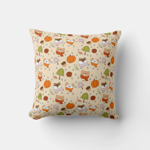 Cute Animals in the Rain Throw Pillow