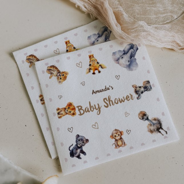 Cute Animals Jungle Safari Themed Baby Shower Napkin (Creator Uploaded)