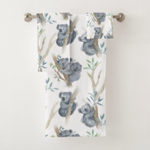 Cute Animals Koala on Tree Bath Towel Set