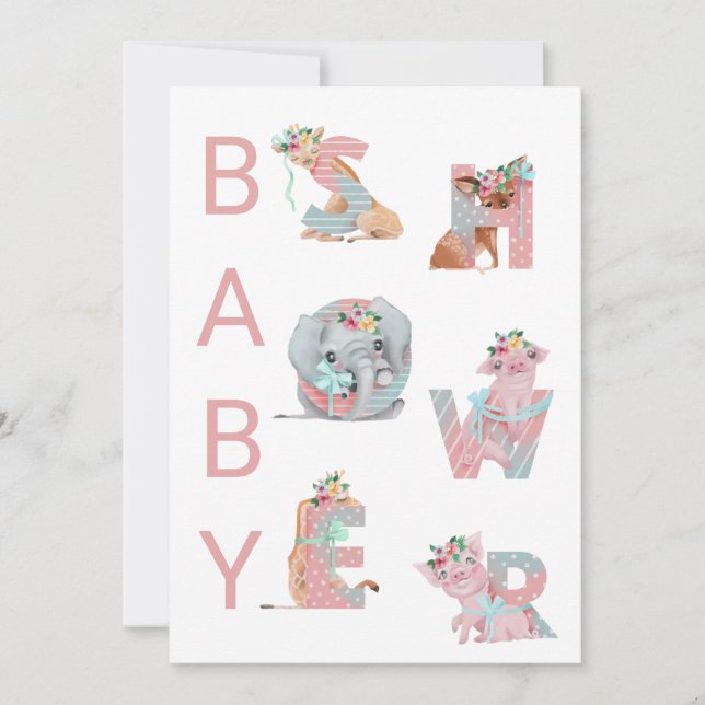 *~* Cute Animals Letters Baby Shower Invitation (Front)