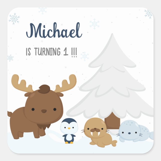 Cute animals mountain winter Sticker (Front)