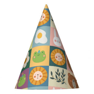 Cute animals patchwork colorful party hat