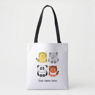 Cute animals personalised tote bag