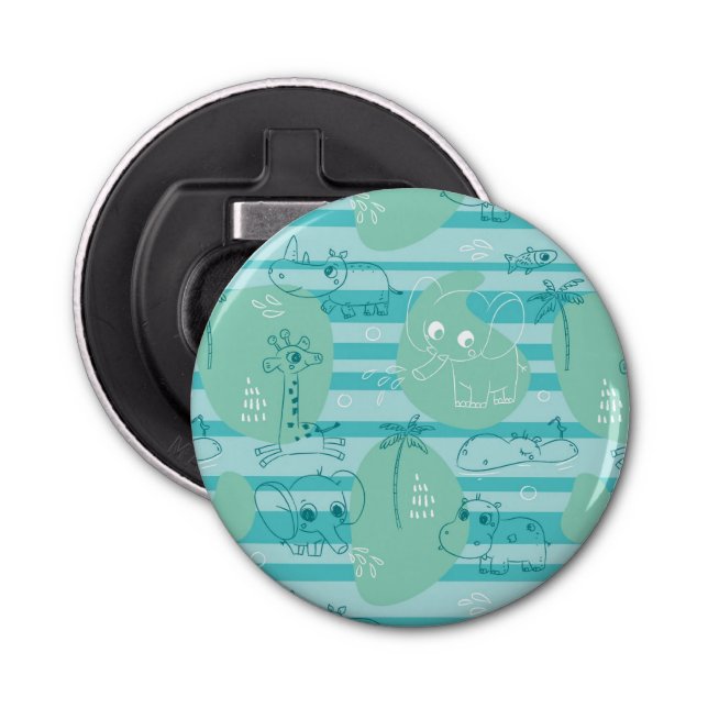 Cute animals playing with water 1 bottle opener (Front)