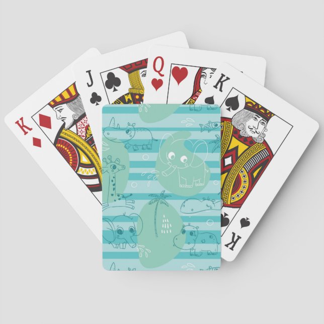 Cute animals playing with water 1 cards (Back)