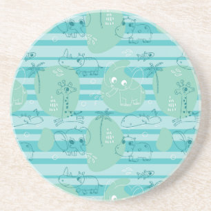 Cute animals playing with water 1 coaster