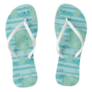 Cute animals playing with water 1 flip flops
