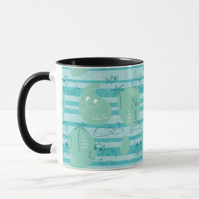 Cute animals playing with water 1 mug (Left)
