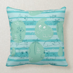 Cute animals playing with water 1 throw pillow