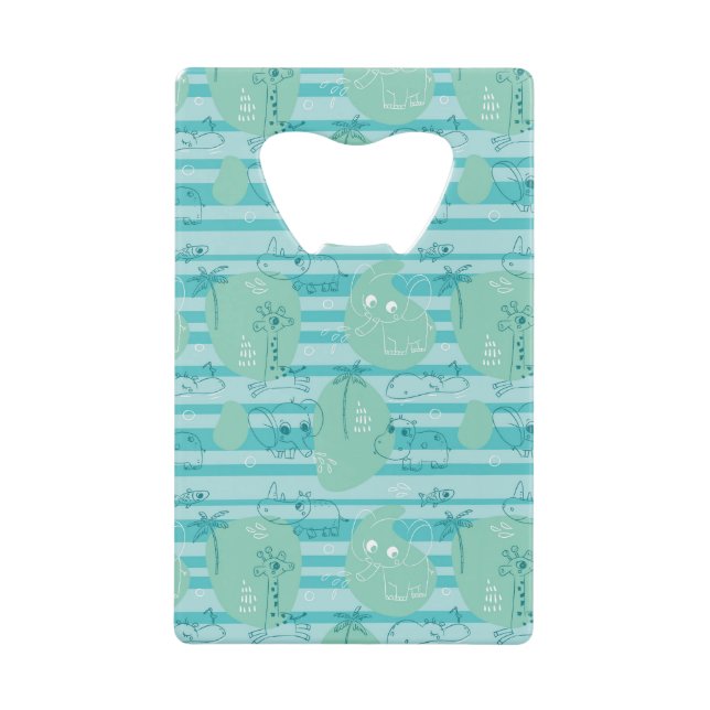 Cute animals playing with water 1 wallet bottle opener (Front)