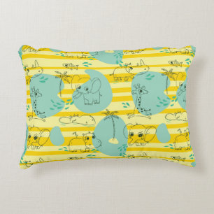 Cute animals playing with water 2 accent pillow
