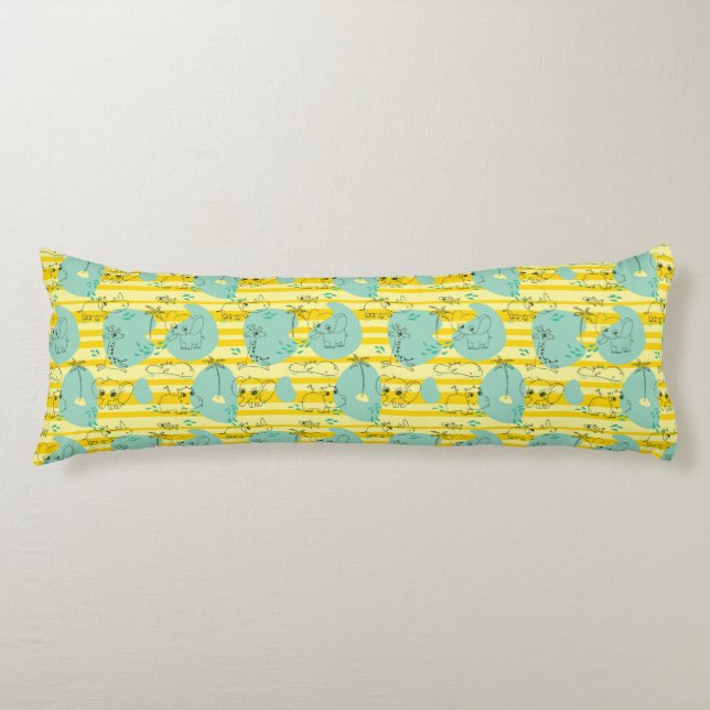 Cute animals playing with water 2 body pillow (Front)
