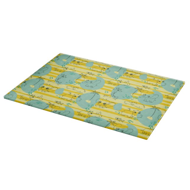 Cute animals playing with water 2 cutting board (Corner)