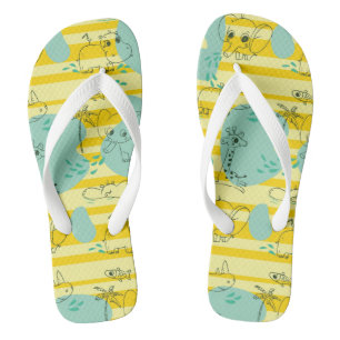 Cute animals playing with water 2 flip flops