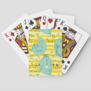 Cute animals playing with water 2 playing cards