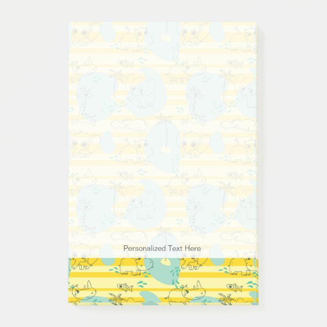 Cute animals playing with water 2 post-it notes (Front)