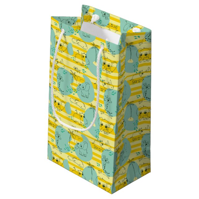 Cute animals playing with water 2 small gift bag (Back Angled)