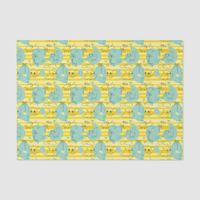 Cute animals playing with water 2 tissue paper (Front)