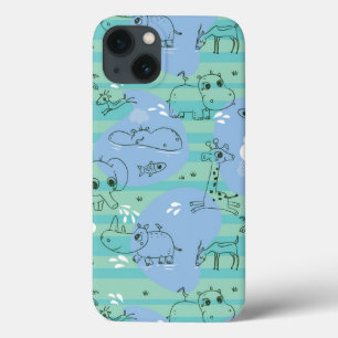 Cute animals playing with water 3 iPhone 13 case