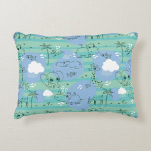Cute animals playing with water 3 decorative pillow