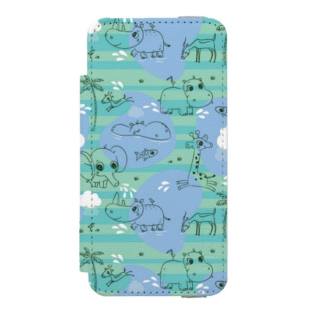 Cute animals playing with water 3 incipio iPhone wallet case (Folio Front)