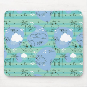 Cute animals playing with water 3 mouse pad
