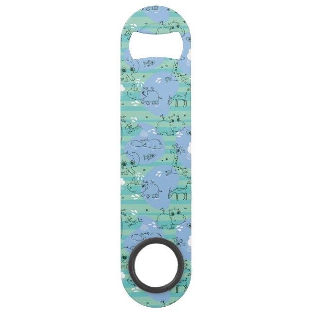 Cute animals playing with water 3 speed bottle opener (Front)