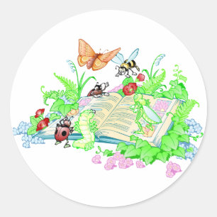 Cute Animals Reading Book Classic Round Sticker
