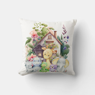 Cute Animals Throw Pillow   Cute Gift For Baby