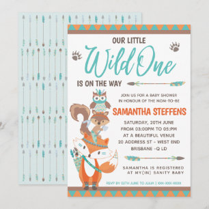 Cute Animals Totem Wild One Baby Shower Invitation