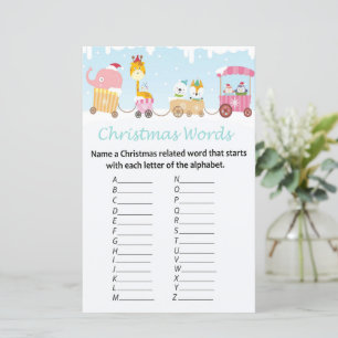 Cute Animals train christmas alphabet words game