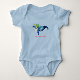 Cute animals turtle Whale fish Birthday party Baby Bodysuit