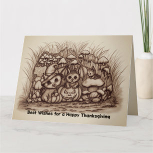 Cute Animals waiting for Thanksgiving Thank You Card