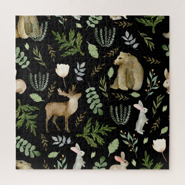 Cute Animals: Watercolor Hand Drawn. Jigsaw Puzzle (Vertical)