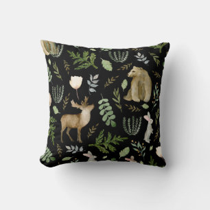Cute Animals: Watercolor Hand Drawn. Throw Pillow