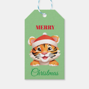 Cute animals winter leopard tiger Santa Christmas Gift Tags