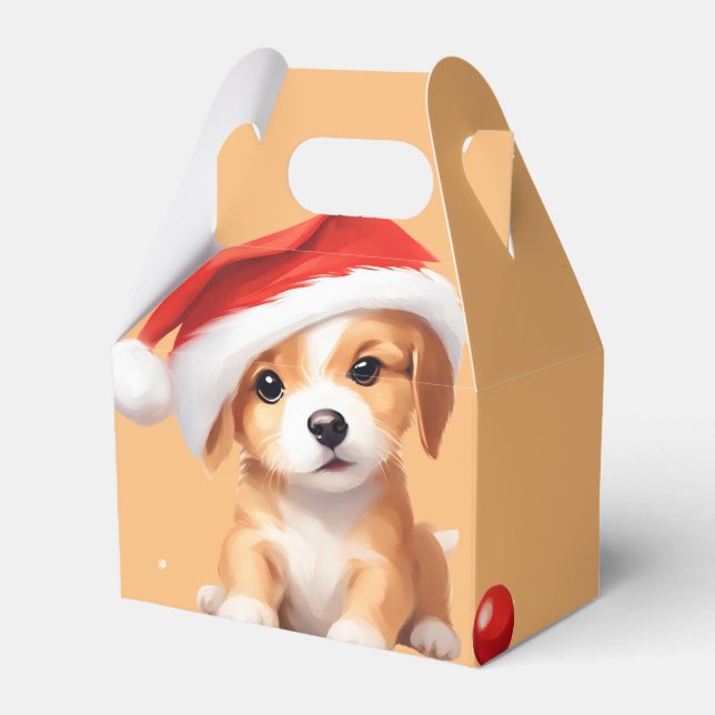 Cute animals winter puppy Dog Santa Christmas  Favor Box (Front Side)