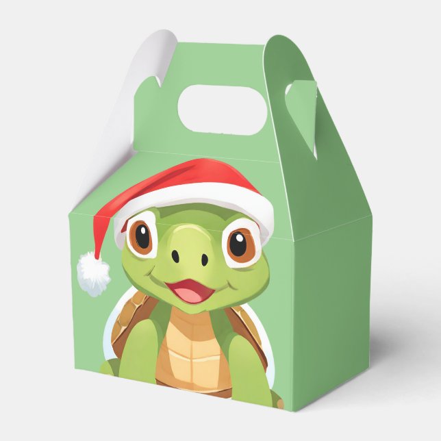 Cute animals winter turtle Santa Christmas  Favour Favor Box (Front Side)
