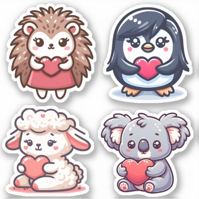 Cute animals with hearts (Front)
