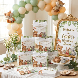 Cute Animals Woodland Watercolor Baby Shower Favor Box