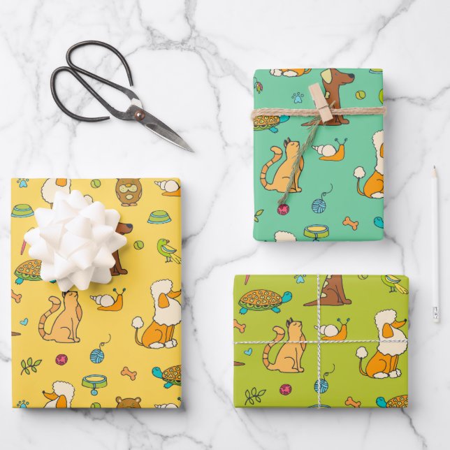 Cute Animals Wrapping Paper Set (Front)
