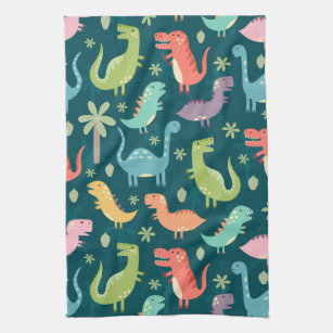 Cute Animated Dinosaurs   Kitchen Towel
