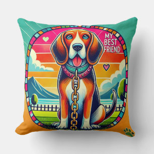 Cute Animated Dog Throw Pillow