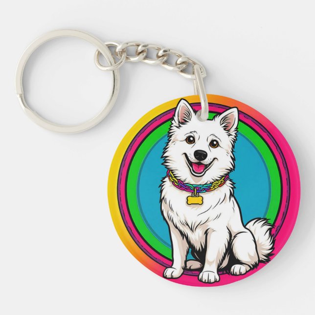 Cute Animated Dog with Collar Keychain (Front)