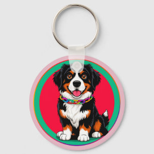 Cute Animated Dog with Collar Keychain